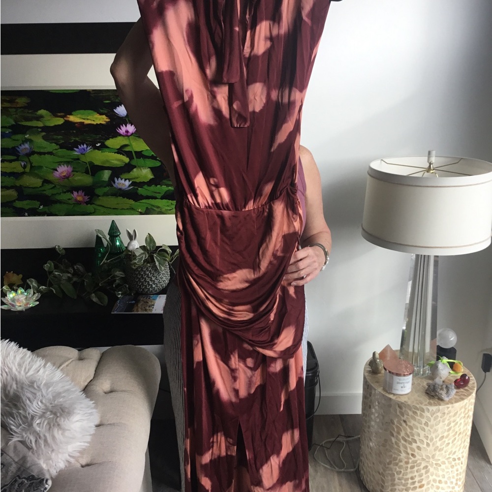 Johanna Ortiz Rust and Blush Tie-Dye Maxi Dress